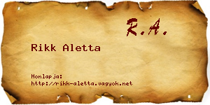 Rikk Aletta névjegykártya